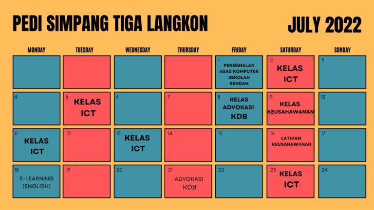 JADUAL AKTIVITI JULY 2022