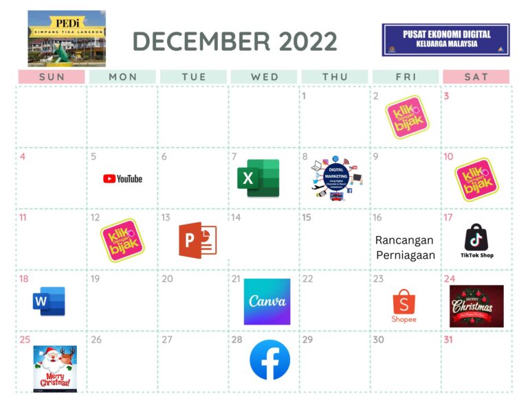 Monthly Calendar - December 2022